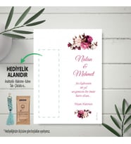 Hediyelik Kart - Çiçekli Tasarım - Makrome Anahtalık, Toka, Kurabiye, Kahve Kartı