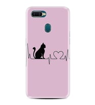 Oppo A5S A15 A16 A54 A55 A73 A74 Kılıf Desemli Silikon Pink Cat Heart 1303
