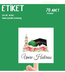 Umre Hatıra Etiket 70 Adet 4 cm