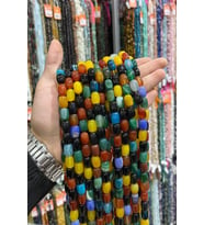 Karışık Akik Taşı Silindir Kesim Karışık 10x14mm Doğal Taş Dizi