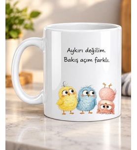 Aykırı Değilim Yazılı Komik Tasarım Sevimli Baykuşlu Sevdiklerinize Hediye Porselen Kupa Bardak