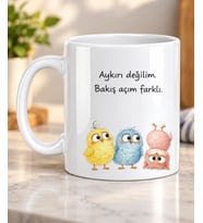 Aykırı Değilim Yazılı Komik Tasarım Sevimli Baykuşlu Sevdiklerinize Hediye Porselen Kupa Bardak