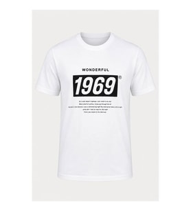 Trender Baskı Süpreme Beyaz Erkek T-Shirt 226-22 1969