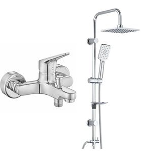 ECA Spylos Banyo Bataryası+T-MAY Banyo Belen Kare Tepe Duş Takımı Seti Paslanmaz (Krom)