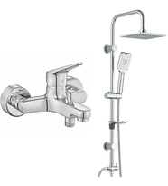 ECA Spylos Banyo Bataryası+T-MAY Banyo Belen Kare Tepe Duş Takımı Seti Paslanmaz (Krom)