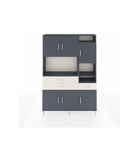 Arges Dolap 10 Raflı 3 Çekmeceli 6 Kapaklı 132x30x195 Antrasit-Antrasit/Aytaşı