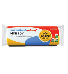 Newtechplast Çöp Torbası, Mini Boy, Beyaz, 40 X 50 cm., 1 Rulo 40 Adet 80 gr.