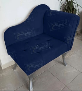Yeni Model Ters Kol Tekli Köşe Koltuğu Josefin Bench Gümüş Ayak (Lacivert)