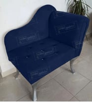 Yeni Model Ters Kol Tekli Köşe Koltuğu Josefin Bench Gümüş Ayak (Lacivert)