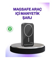 Mey İthalat® Mıknatıslı MagSafe Uyumlu Araç Tutucu Kablosuz Şarj Destekli