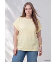 LCW Curve Sarı Büyük Beden %100 Pamuklu Kadın Tişört