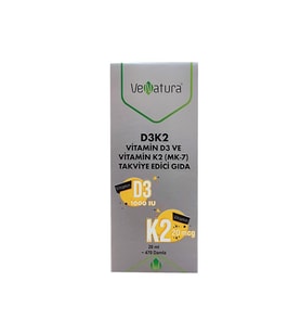 D3K2 Vitamin D3 Ve Menaquinon 7(MK-7) Takviye Edici Gıda 20ml
