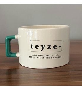 Teyze Baskılı Yeşil Kulplu C Fincan