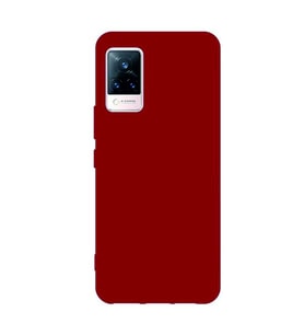 Vivo V21 Kılıf Kamera Korumalı Silikon Rubber Arka Kapak (Kırmızı)