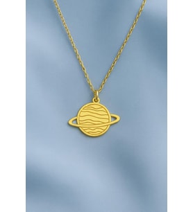 Kişiye Özel 925 Ayar Gümüş Tasarım Satürn Galaksi Kolye (Gold)