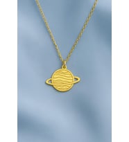 Kişiye Özel 925 Ayar Gümüş Tasarım Satürn Galaksi Kolye (Gold)