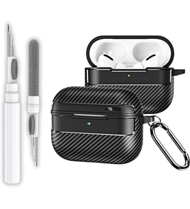 AirPods Pro 3. Nesil Uyumlu Karbon Fiber Hybrid Polymer Technology Premium Kulaklık Kılıfı ve 3'ü 1 Arada Bluetooth Kulaklık Temizleme Kalemi Seti (Siyah)
