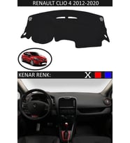 Renault Clio 4 2012-2020 Için Uygun Torpido Koruma Halısı Siyah Kenar Renk Siyah