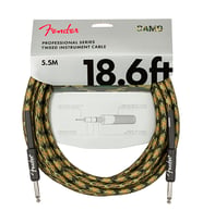 Fender 0990818176 Professional Enstrüman Kablosu (5.5m - Woodland Camo) 5.5 Metre Orman Kamuflajı Kırılmalara Karşı Esnek Dış Yüzey