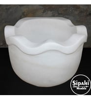 Sipahi Marble Muğla Beyaz Fırfırlı Mini Kurna