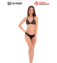 Gd Goldoremi Premium Kadın Desenli Boyundan Bağlamalı Likralı Üçgen Bikini Takım