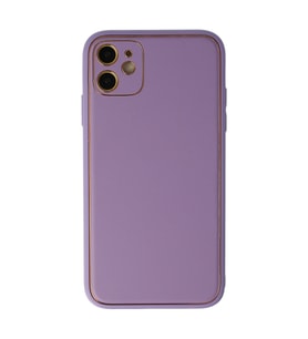 Iphone 12 Kılıf Coco Deri Silikon Kapak - Lila
