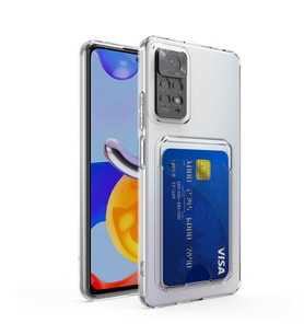 Xiaomi Redmi Note 11 Global Uyumlu Kılıf Kartlıklı Şeffaf Zore Setra Clear Silikon Kapak
