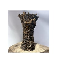 Dekoratif Polyester Kuşlu Dik Vazo Gold Eskitme 25 cm