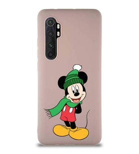 Xiaomi Mi Note 10 Lite Soft Premier Kapak Mickey Mouse-G Tasarımlı Silikon Kılıf - Pudra (Şeffaf)