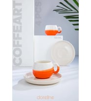 Coffee&Art Handmade 2 kişilik Nescafe-Çay Fincanı Turuncu 220 Ml