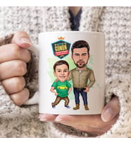 Yakışıklı Baba ve Oğlu Karikatürlü Kupa Bardak