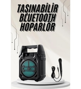 Bluetooth Hoparlör Led Işıklı Taşınabilir Kablosuz Speaker Uzun Pil Ömrü