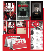 Asla Vazgeçme - Ayraç - Kartpostal - Poster - Havala -  2026 Ajanda Kalpaklı - Ay Yıldız Duvar Takvimi - Masa Takvimi