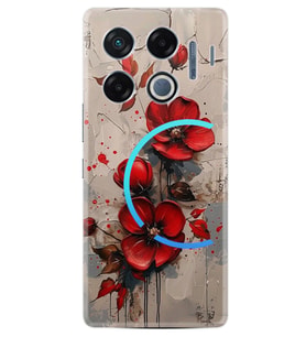 Infinix GT 20 Pro Kılıf Boutique Baskılı Resimli Kırmızı Çiçek Pcode -098