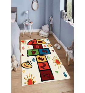 Dijital Baskılı Kaymaz Taban Yıkanabilir Kolay Temizlenir Modern Çocuk Odası Halısı NDÇ-HT-1196 (Gri)