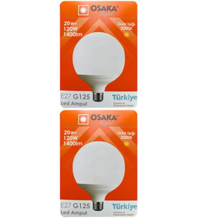 (2 Adet) 20W (120W) 3000K (Sarı Işık) E27 Duylu (Kalın Duy) Glop Led Ampul