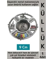 Dayanıklı Gündelik Ev İş Kullanım Dekoratif Hediyelik Çok Şık İstanbul Süslemeli Metal Küllük 9 Cm