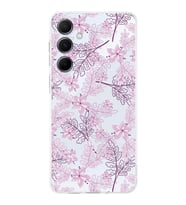 PrintiFy Samsung A55 Uyumlu Kamera Korumalı Floral Pudra Tasarımlı Şeffaf Silikon Kılıf