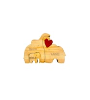 Kişiye Özel Ahşap Fil Ailesi Puzzle