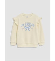 LCW baby Ekru Bisiklet Yaka Baskılı Kız Bebek Kalın Sweatshirt
