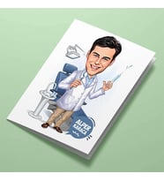 Kişiye Özel Erkek Diş Hekimi Karikatürlü Tebrik Kartı