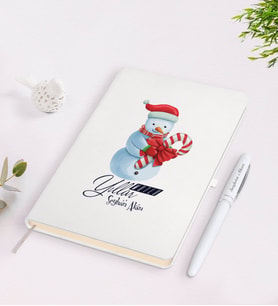 BK Gift Kişiye Özel Yılbaşı Mutlu Yıllar Tasarımlı Beyaz Defter ve Kalem Seti - 5