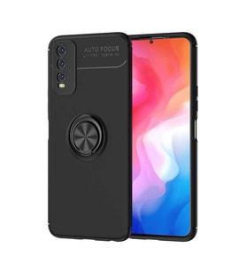 Vivo Y20S Kılıf Zore Ravel Yüzüklü Silikon Kılıf (Siyah)