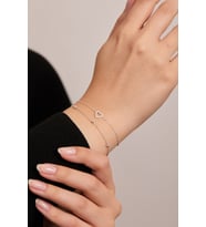 925 Ayar Gümüş Top Zincir - Kalp Bileklik İkili Set