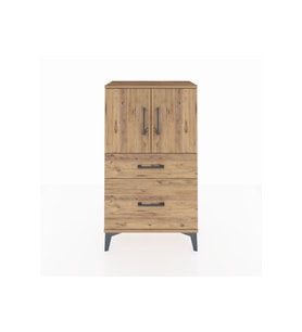 Arges Komodin 2 Raflı 2 Çekmeceli 2 Kapaklı 60x30x106 Çam-Çam