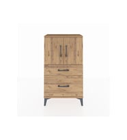 Arges Komodin 2 Raflı 2 Çekmeceli 2 Kapaklı 60x30x106 Çam-Çam