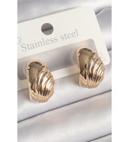 Pirinç Gold Renk İşleme Detaylı Yarım Halka Model Kadın Küpe - EBJ250301W31518 (Renksiz)