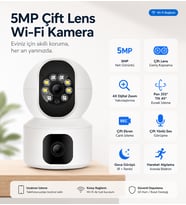 Uninet Full Hd Çift Kameralı Wifi Akıllı Kamera – Gece Görüşü, Hareket Bildirimi ve Telefonla Uzaktan Izleme ve 355 Derece Döner Başlıklı Ptz Kamera