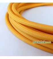 Marketcik 2x0,50mm Koyu Sarı Renk Dekoratif Örgülü Kumaş Kablo, 1 Metre
