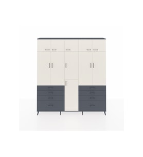 Arges Dolap 8 Raflı 8 Çekmeceli 3 Askılı 220x30x243 Antrasit-Aytaşı/Antrasit